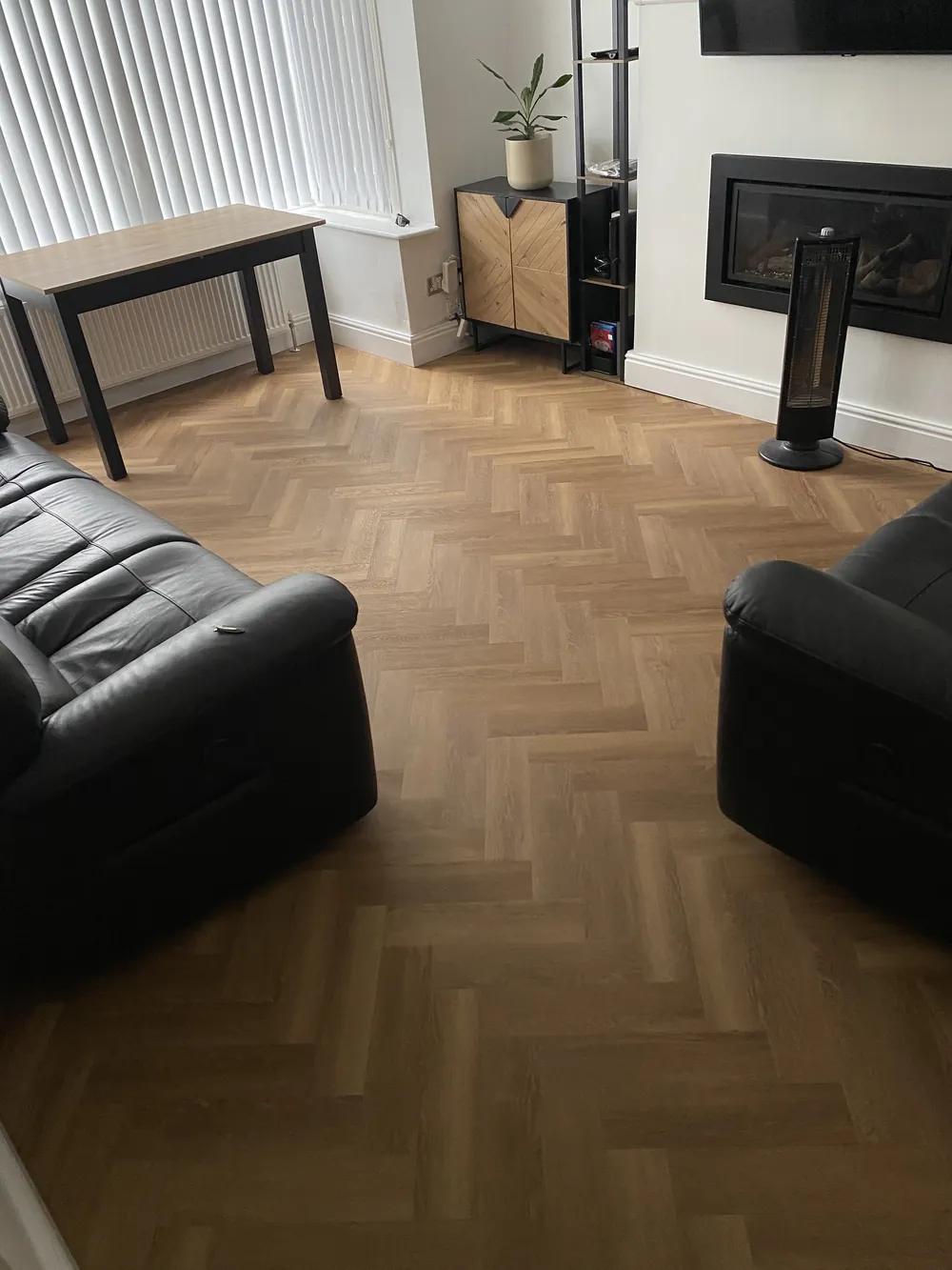 Herringbone LVT in a living room