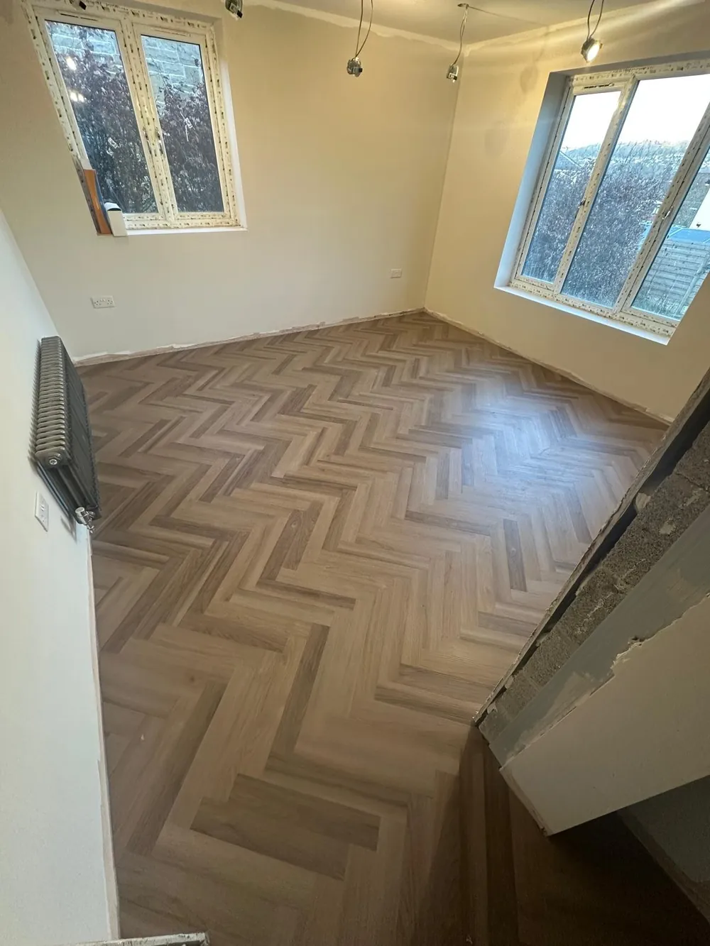 Herringbone LVT in a living room