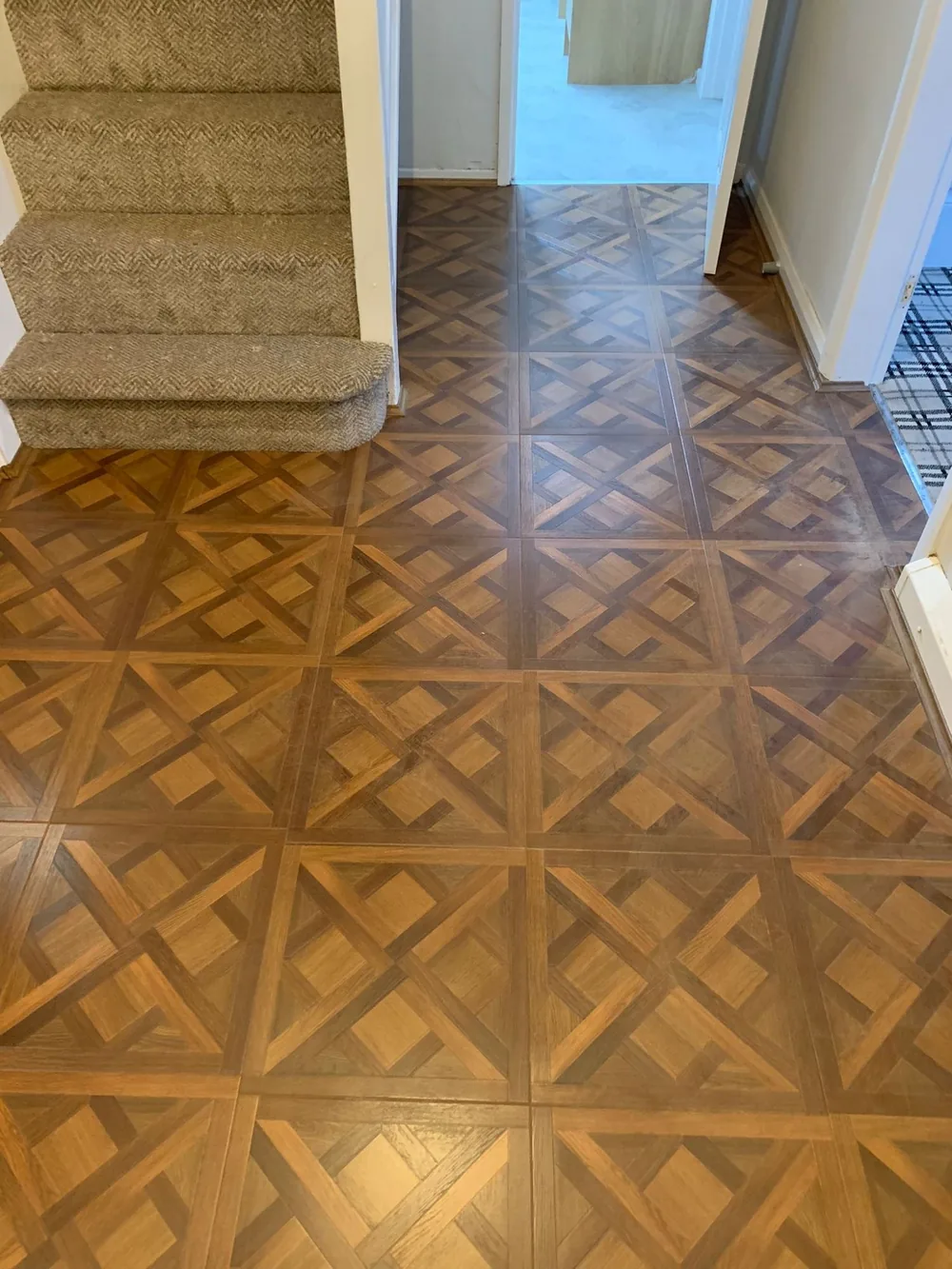 Panelled parquet in a hallway