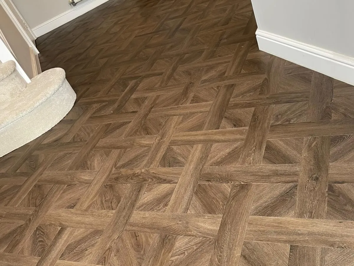Basketweave LVT flooring in a hallway